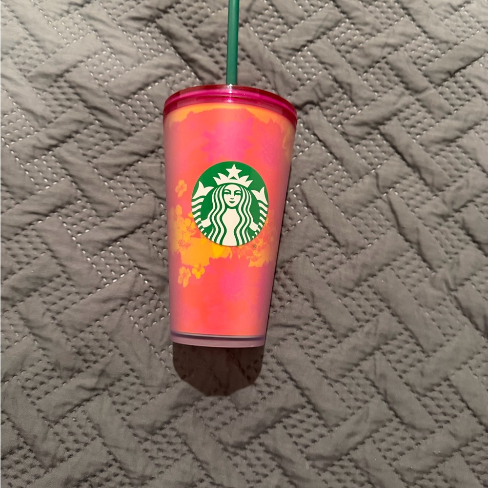 Starbucks Vibrant Pink and Yellow Tumbler